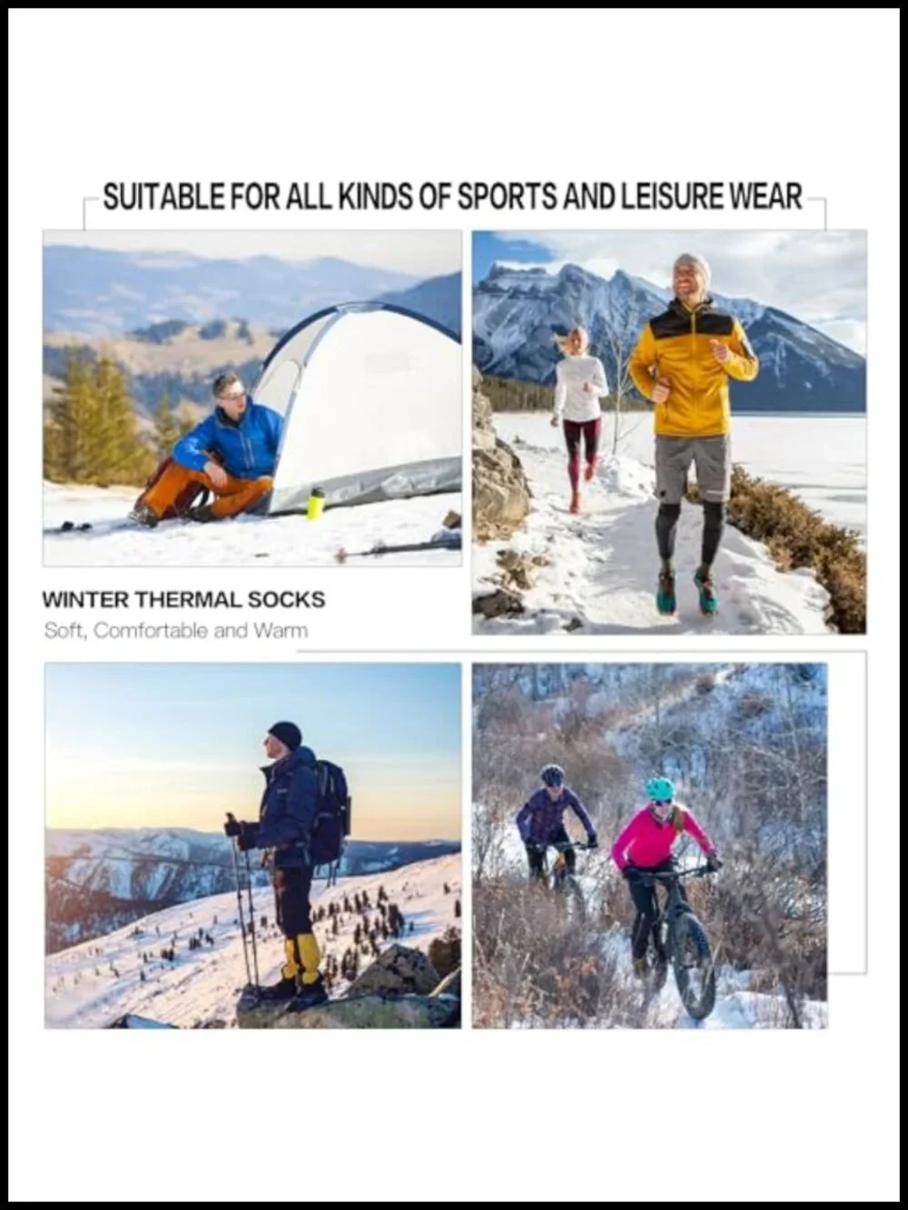 Men's Thermal Winter Crew Socks 5 Pair Pack Cushioned Boot Socks for Hiking